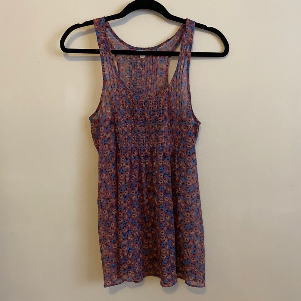 See through floral tank